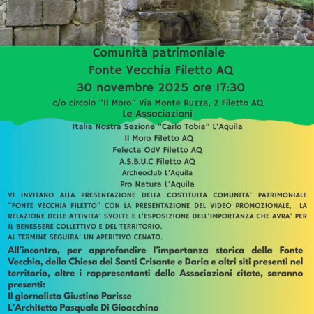 Presentazione Comunità Patrimoniale “Fonte Vecchia Filetto”